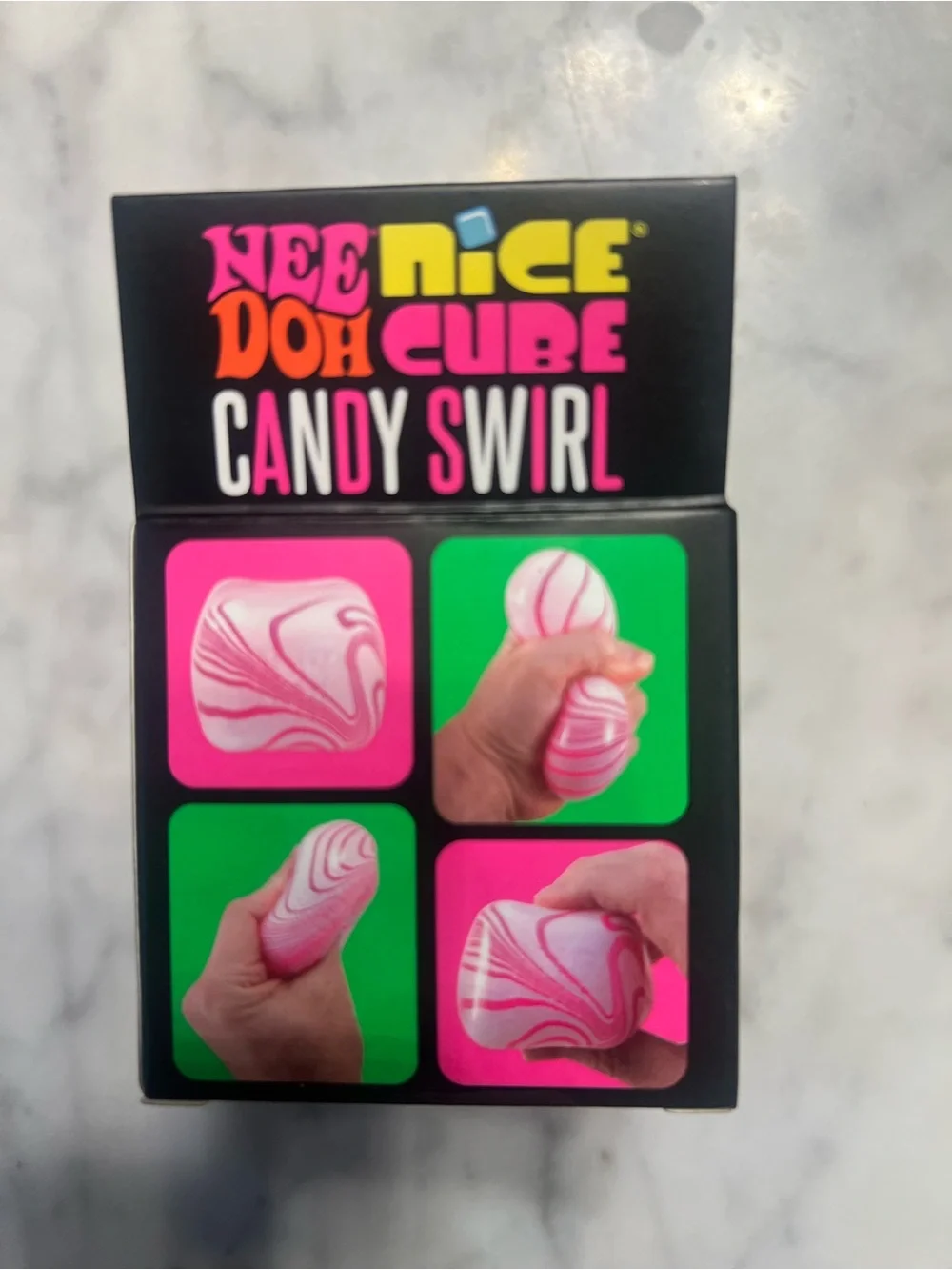 RARE Nee doh Nice cube Candy Swirl Super Solid Squish - Pink
